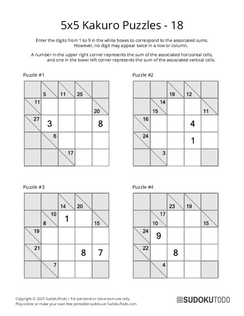 5x5 Kakuro - 18