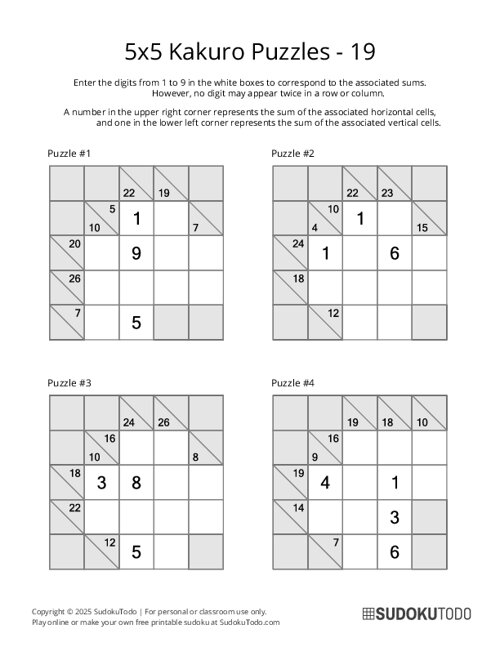 5x5 Kakuro - 19