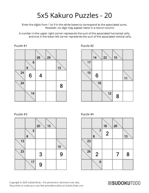 5x5 Kakuro - 20