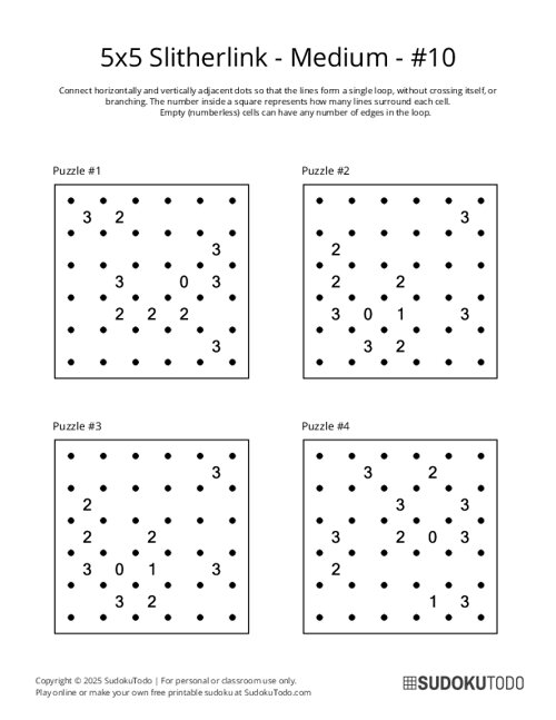 5x5 Slitherlink - Medium - 10