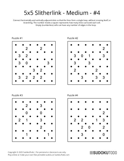 5x5 Slitherlink - Medium - 4