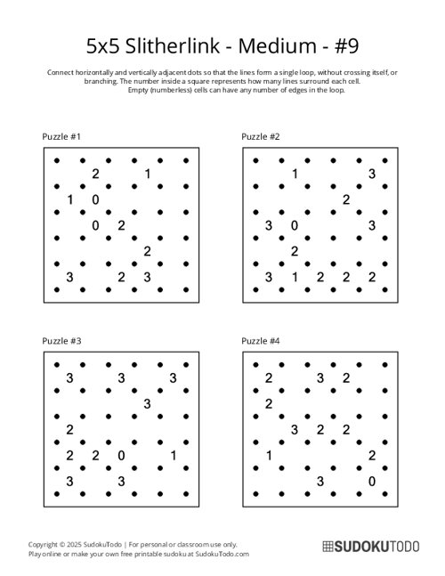 5x5 Slitherlink - Medium - 9