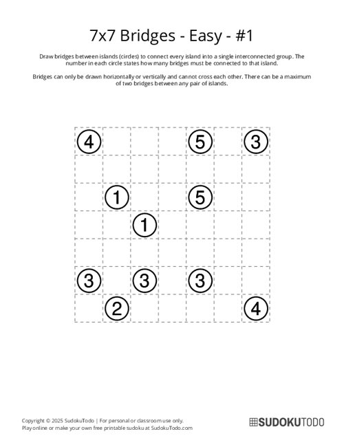 7x7 Bridges - Easy - 1