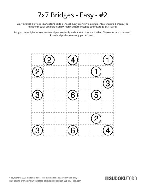 7x7 Bridges - Easy - 2