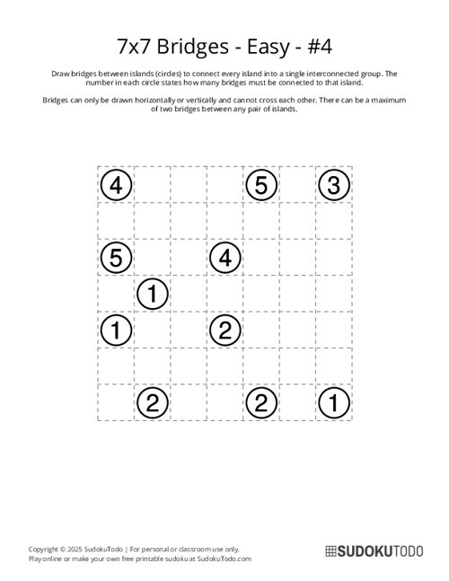 7x7 Bridges - Easy - 4