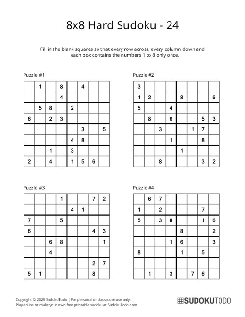 8x8 Sudoku - Hard - 24