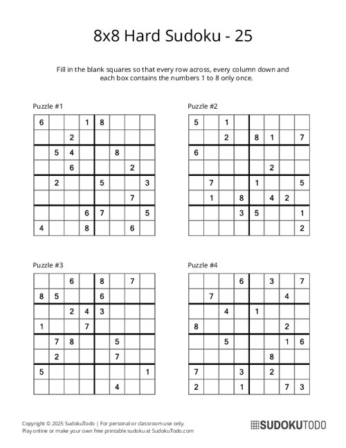 8x8 Sudoku - Hard - 25