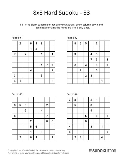 8x8 Sudoku - Hard - 33