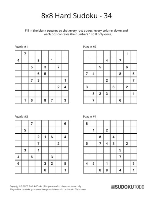 8x8 Sudoku - Hard - 34