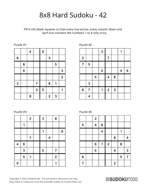 8x8 Sudoku - Hard - 42