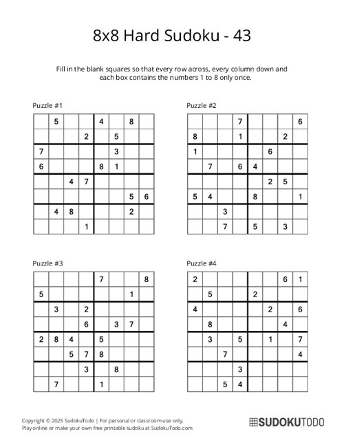 8x8 Sudoku - Hard - 43