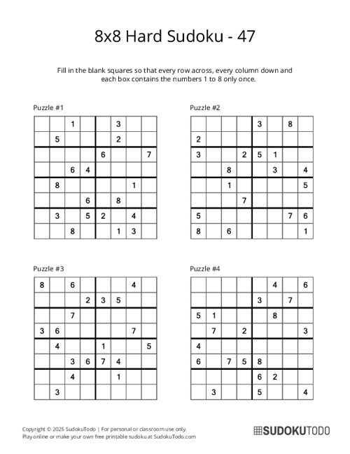 8x8 Sudoku - Hard - 47