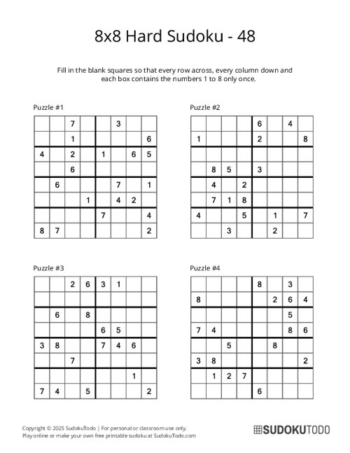 8x8 Sudoku - Hard - 48