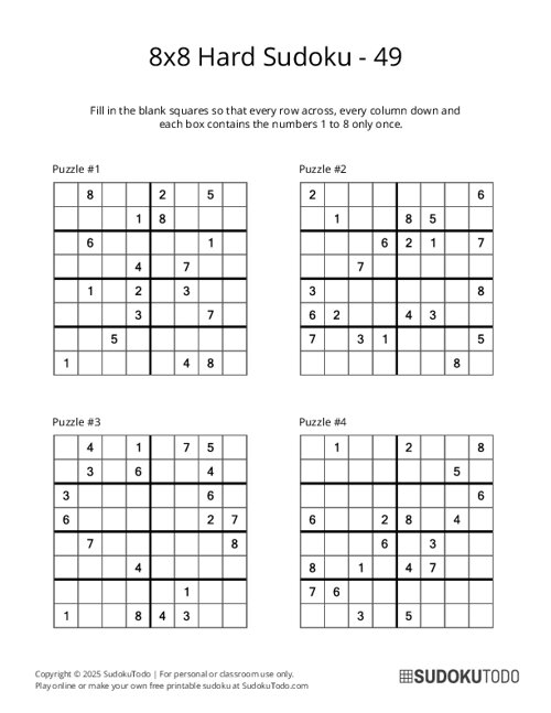 8x8 Sudoku - Hard - 49