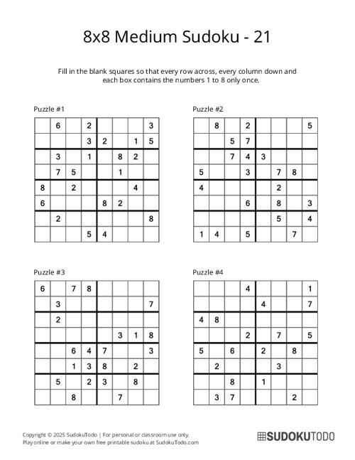 8x8 Sudoku - Medium - 21