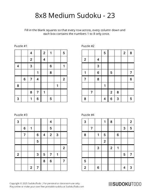 8x8 Sudoku - Medium - 23