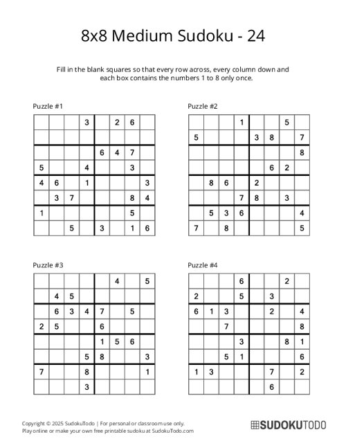 8x8 Sudoku - Medium - 24