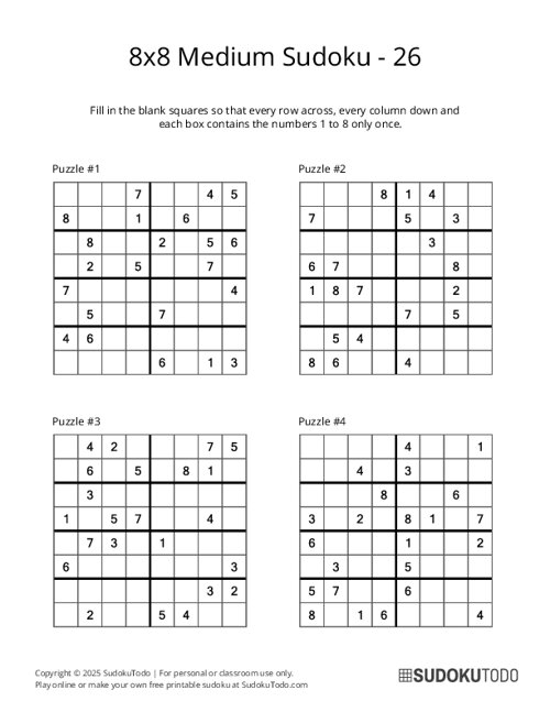 8x8 Sudoku - Medium - 26