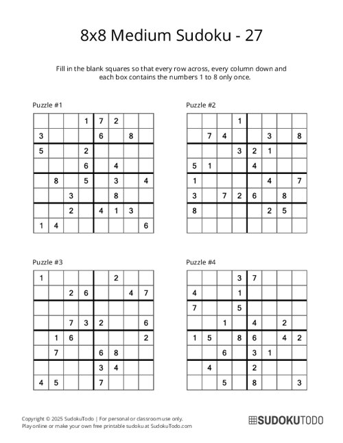 8x8 Sudoku - Medium - 27