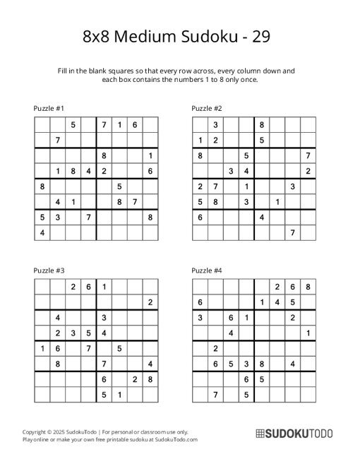 8x8 Sudoku - Medium - 29