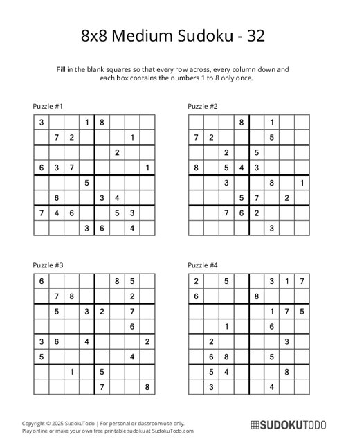 8x8 Sudoku - Medium - 32