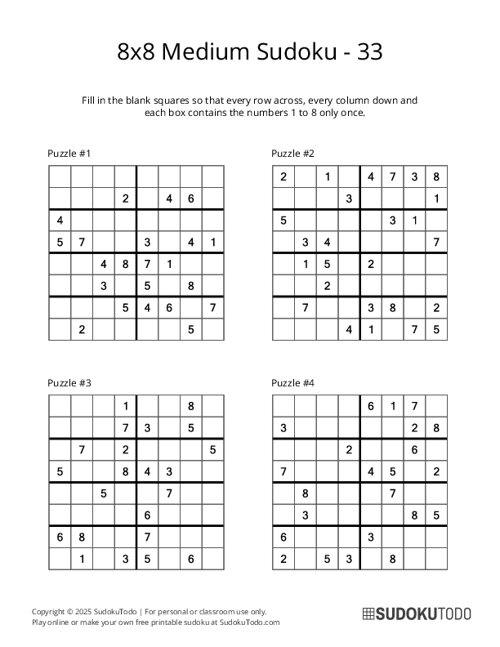 8x8 Sudoku - Medium - 33