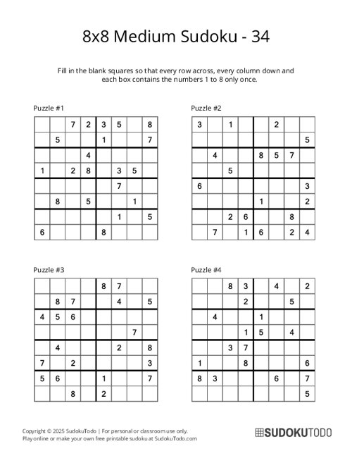 8x8 Sudoku - Medium - 34