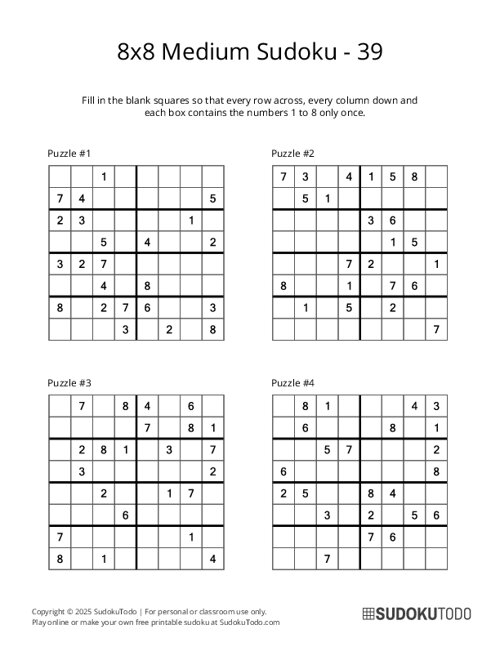 8x8 Sudoku - Medium - 39