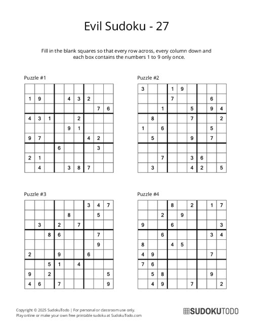 9x9 Sudoku - Evil - 27