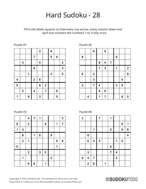 9x9 Sudoku - Hard - 28