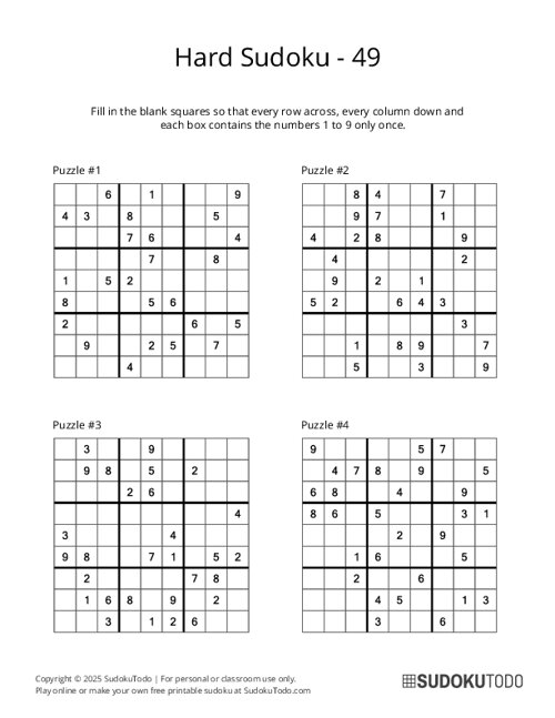 9x9 Sudoku - Hard - 49