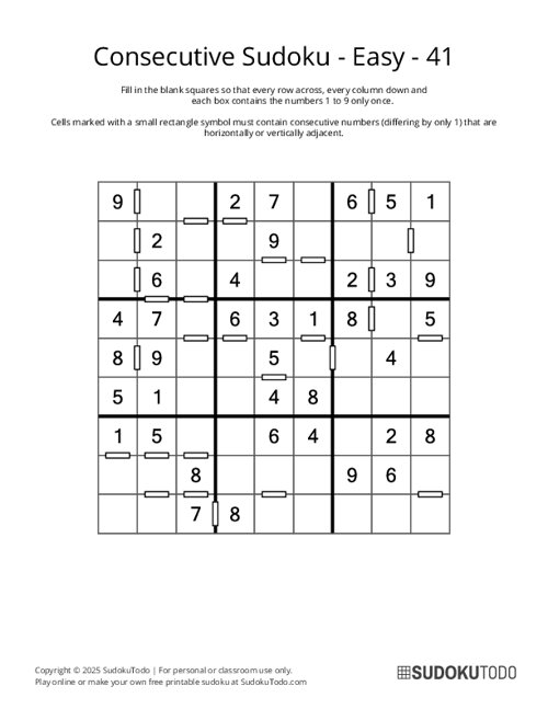 Consecutive Sudoku - Easy - 41