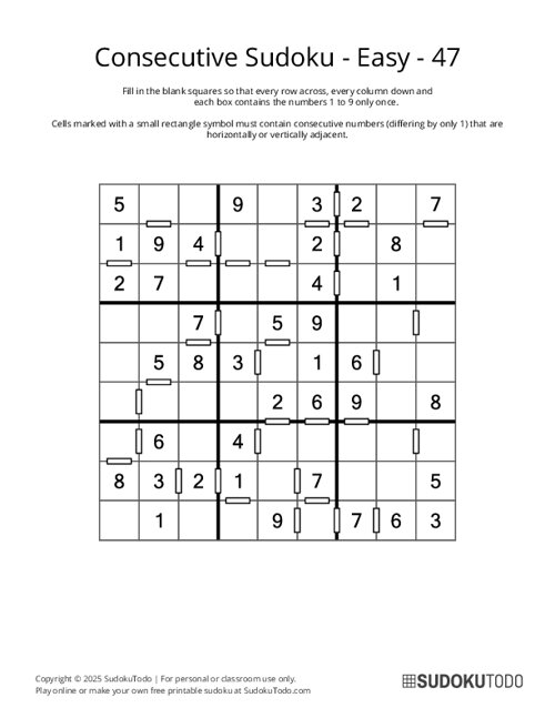 Consecutive Sudoku - Easy - 47