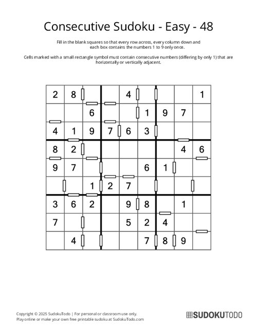 Consecutive Sudoku - Easy - 48