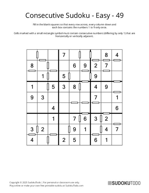 Consecutive Sudoku - Easy - 49