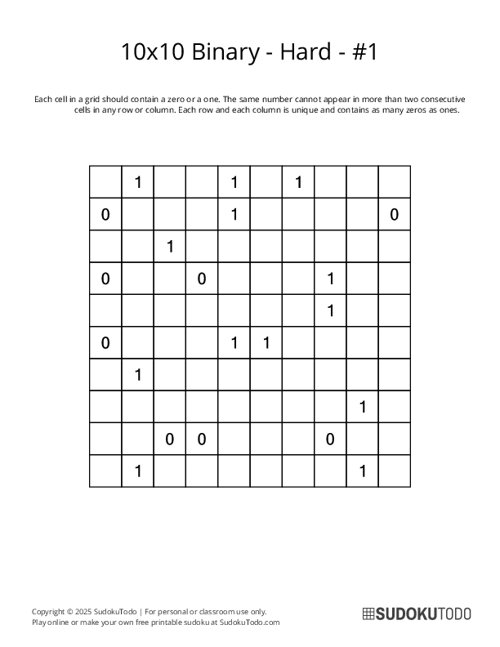 10x10 Binary - Hard - 1