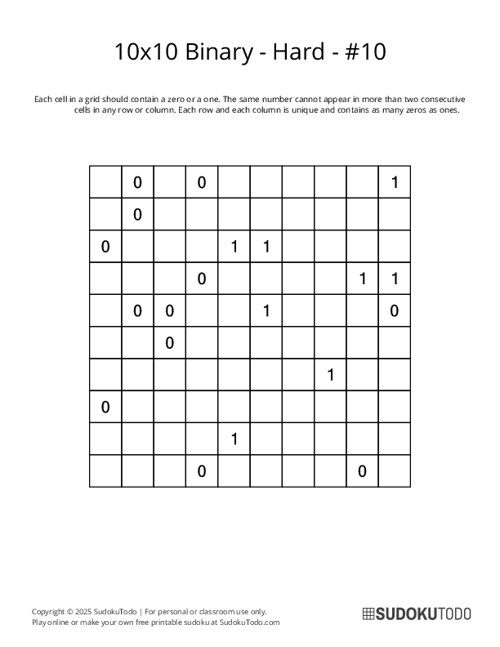 10x10 Binary - Hard - 10