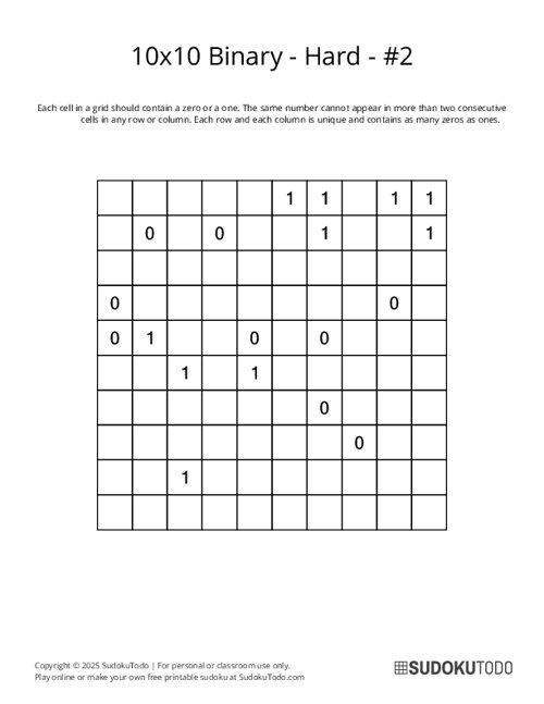 10x10 Binary - Hard - 2