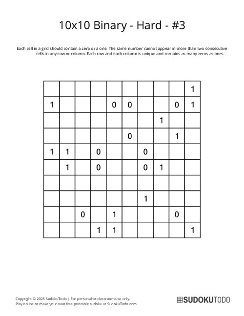 10x10 Binary - Hard - 3
