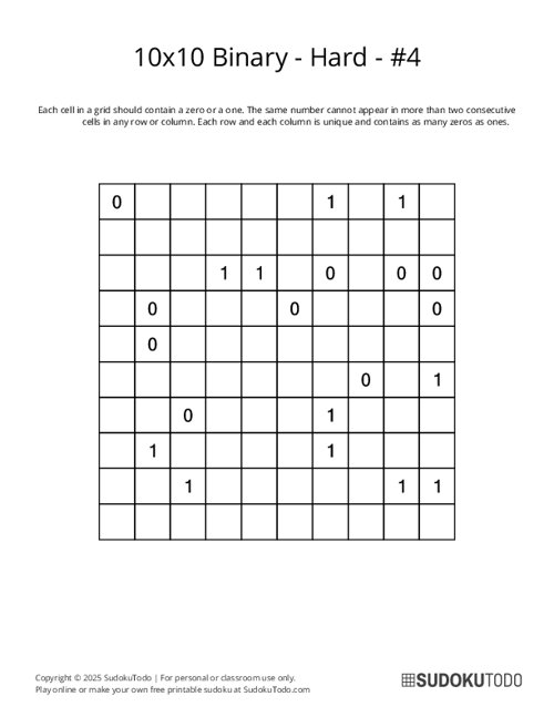 10x10 Binary - Hard - 4