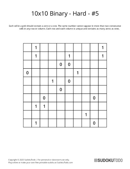 10x10 Binary - Hard - 5