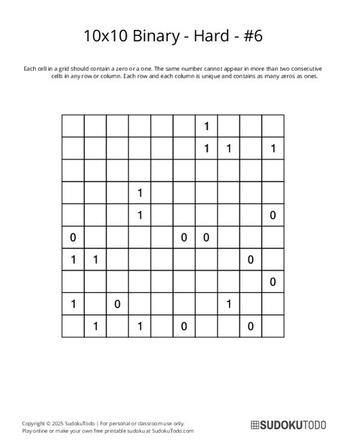 10x10 Binary - Hard - 6