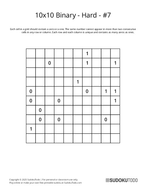 10x10 Binary - Hard - 7