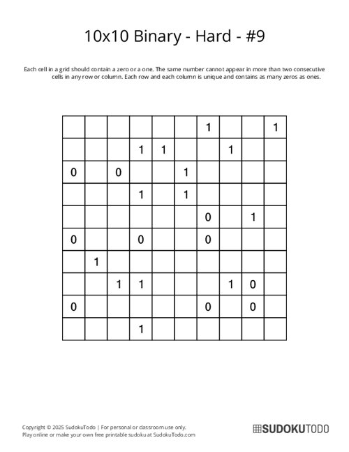 10x10 Binary - Hard - 9