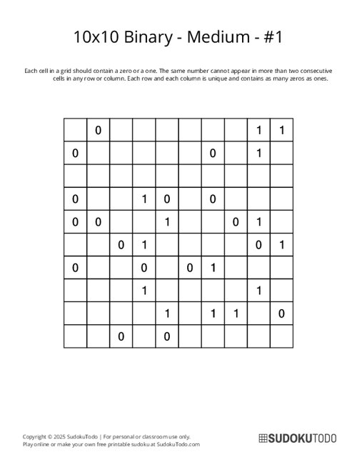 10x10 Binary - Medium - 1
