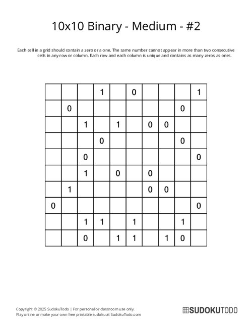 10x10 Binary - Medium - 2