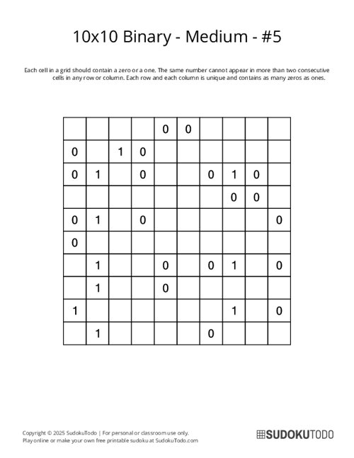 10x10 Binary - Medium - 5