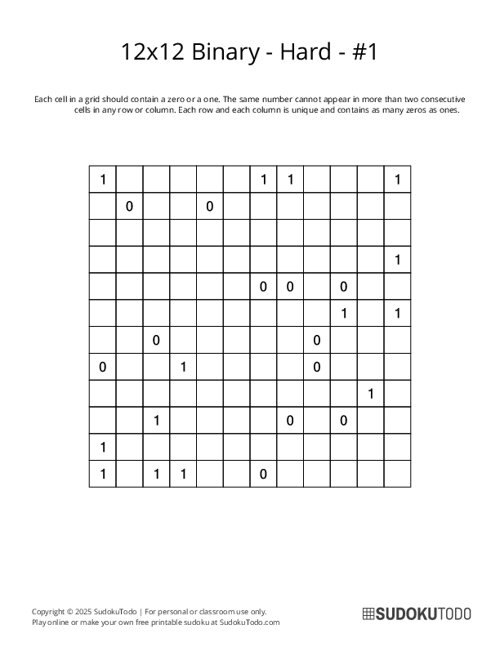 12x12 Binary - Hard - 1