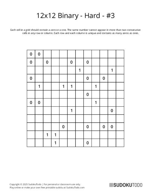 12x12 Binary - Hard - 3