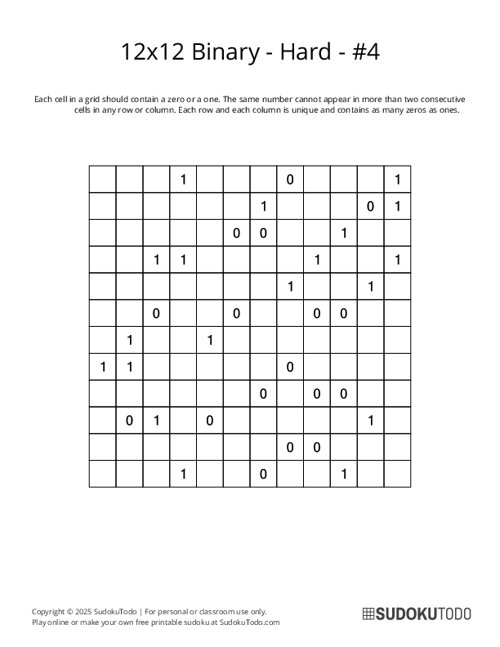 12x12 Binary - Hard - 4